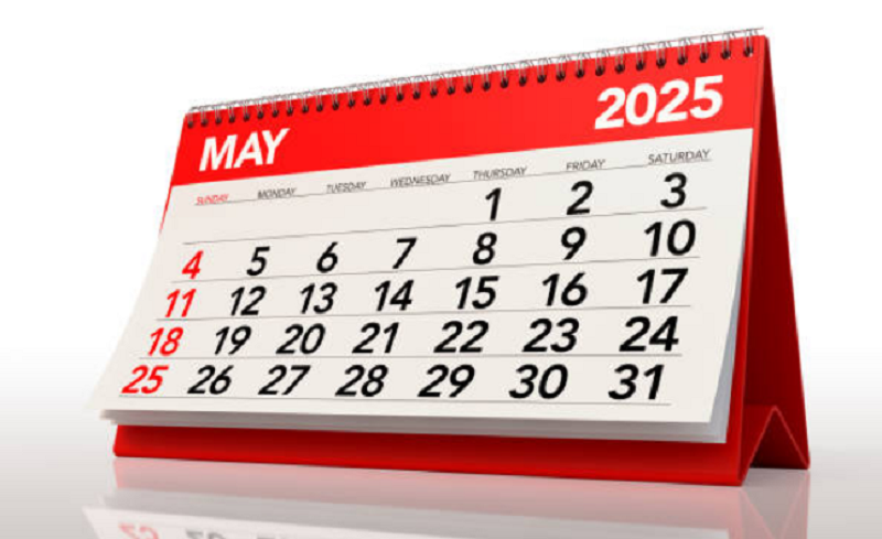 Ilustrasi kalender bulan Mei 2025