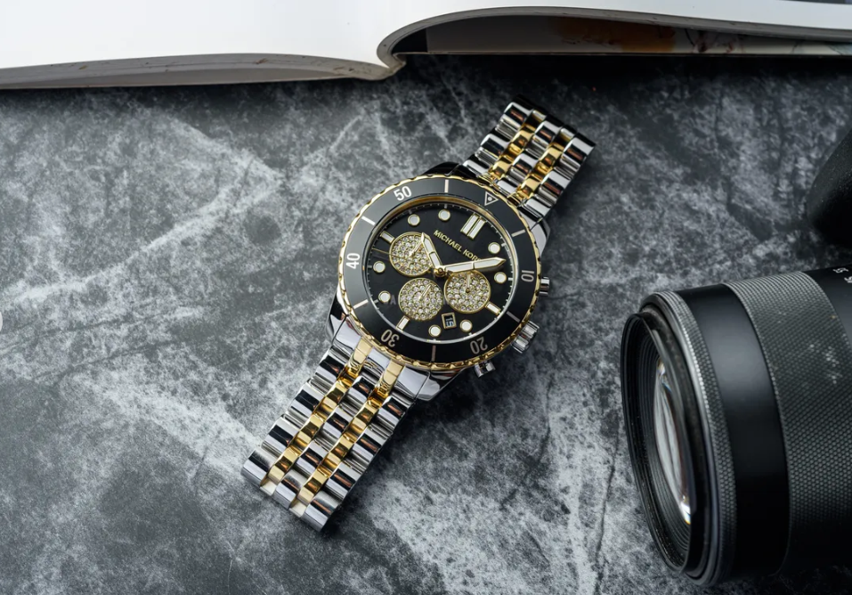 Michael Kors Lennox Chronograph Black Stainless Steel Watch (jamtangan.com)