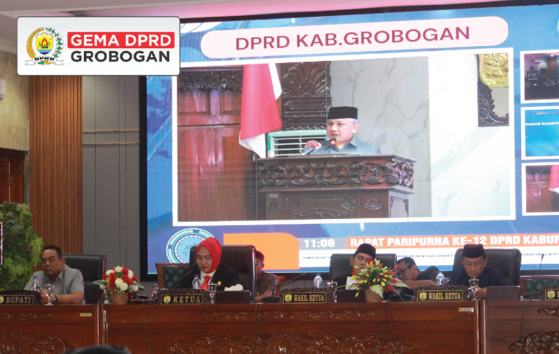 PIMPIN PAPAT: Ketua DPRD Grobogan Lusia Indah Artani memimpin jalanya rapat paripurna pembicaraan tingkat kesatu tahap kedua pemandangan umum fraksi dewan terhadap RPJMD