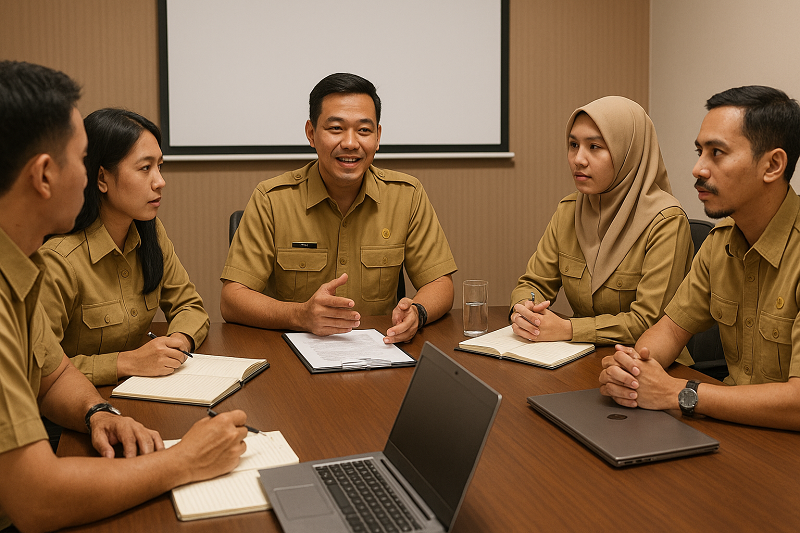 Ilustrasi PNS yang sedang rapat