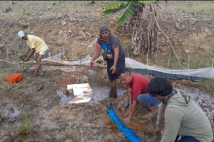 RESPON: Proses penutupan sumur minyak tua yang menyembur.