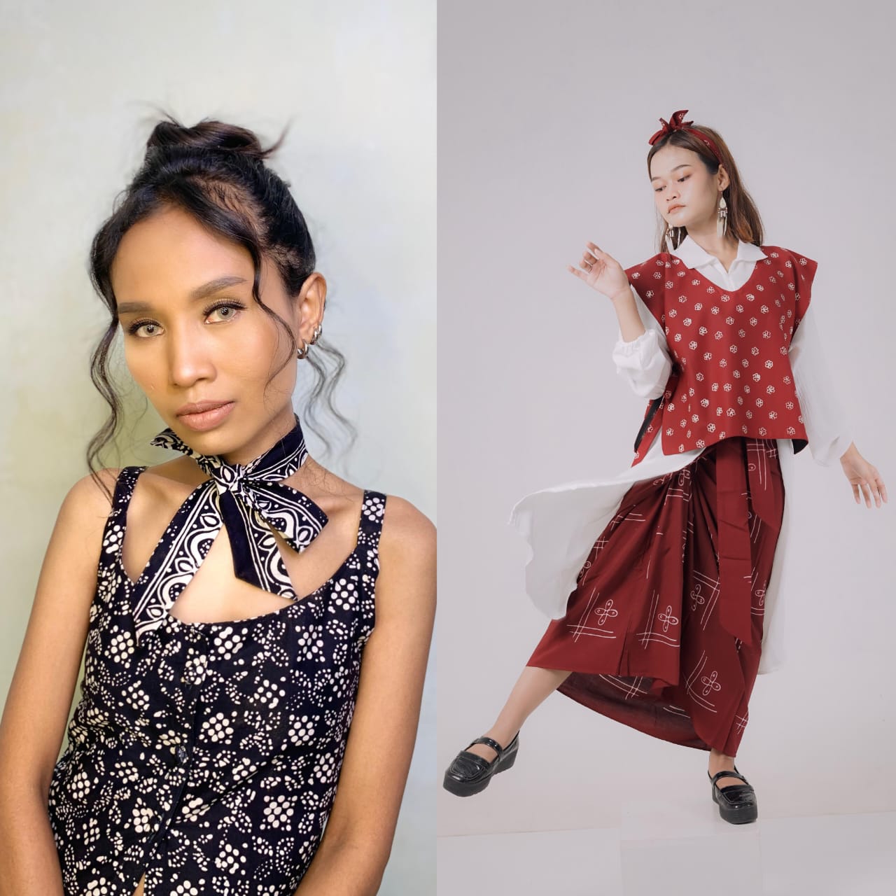 TRENDY: Berbatik Grobogan namun membuat penampilan tampak kekinian.