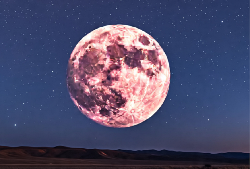 Ilustrasi strawberry moon generated by AI
