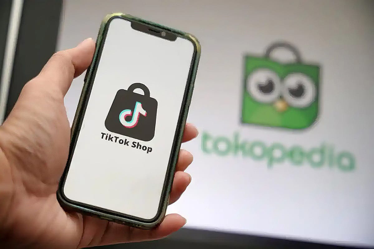 Ilustrasi Tiktok dan Tokopedia