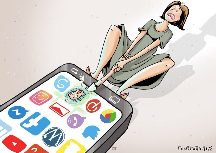 Ilustrasi orang yang kecanduan sosial media