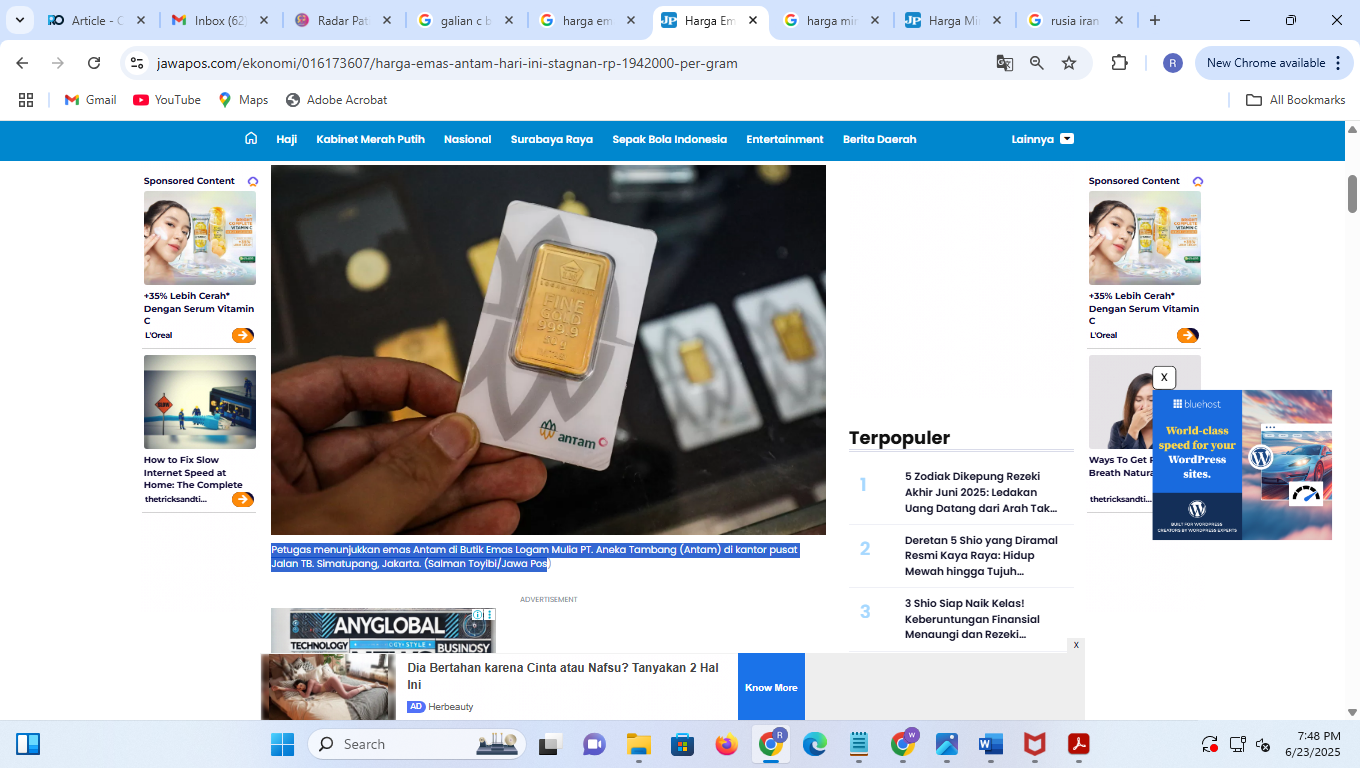 Ilustrasi Emas Antam. (Jawa Pos)