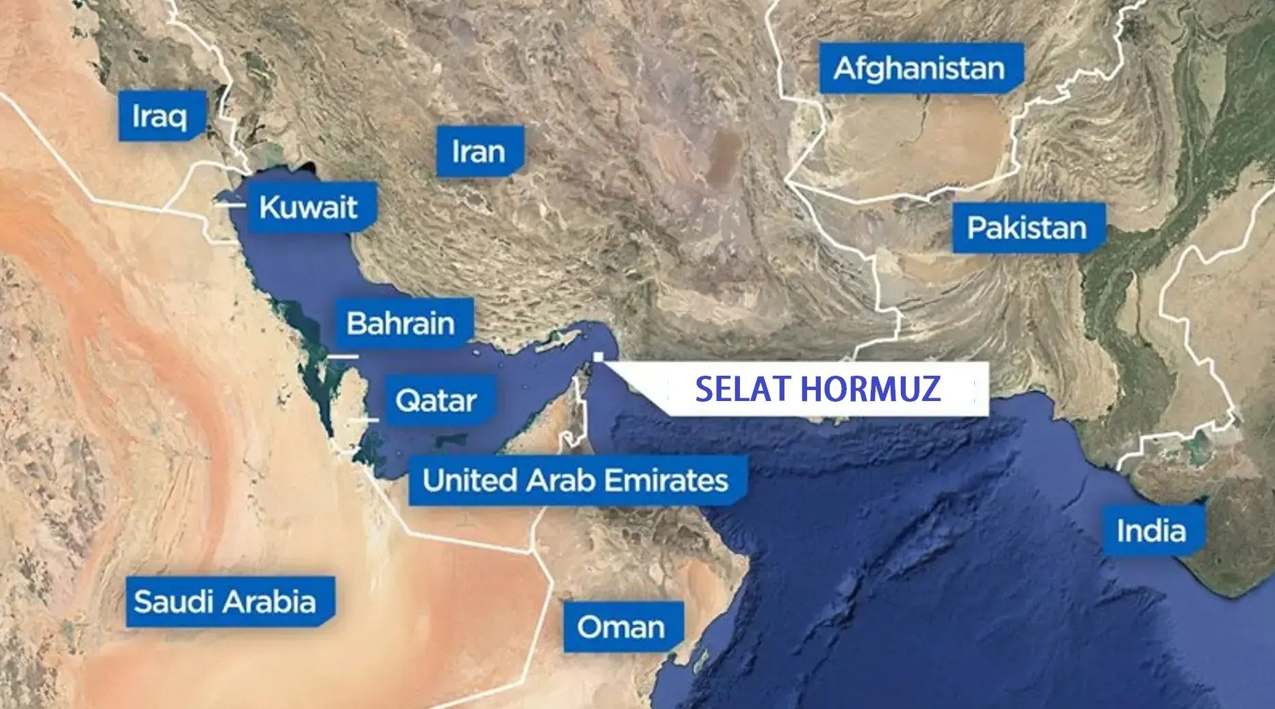 Peta Selat Hormuz (Sumber: Google)
