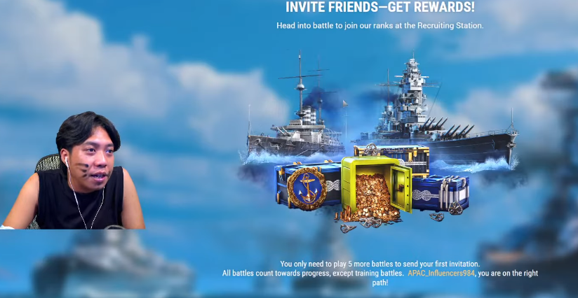 Lucky Adnan saat memainkan game WORLD OF WARSHIP