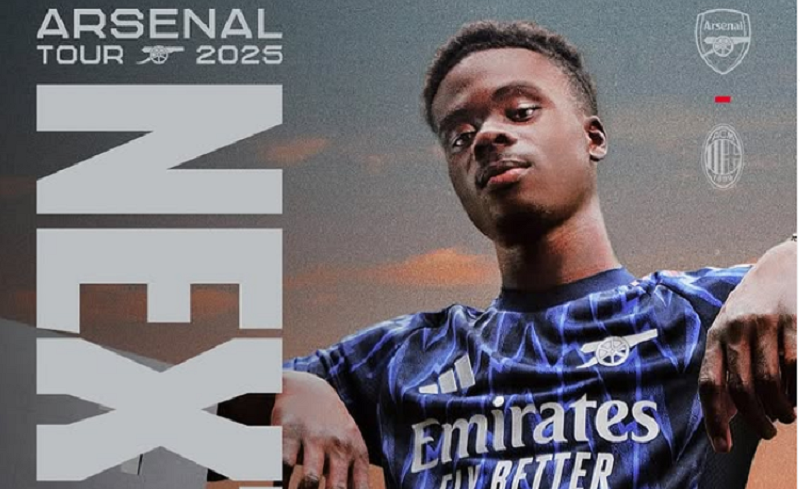 Saka jadi pembeda pada laga Arsenal vs AC MIlan di Singapura
