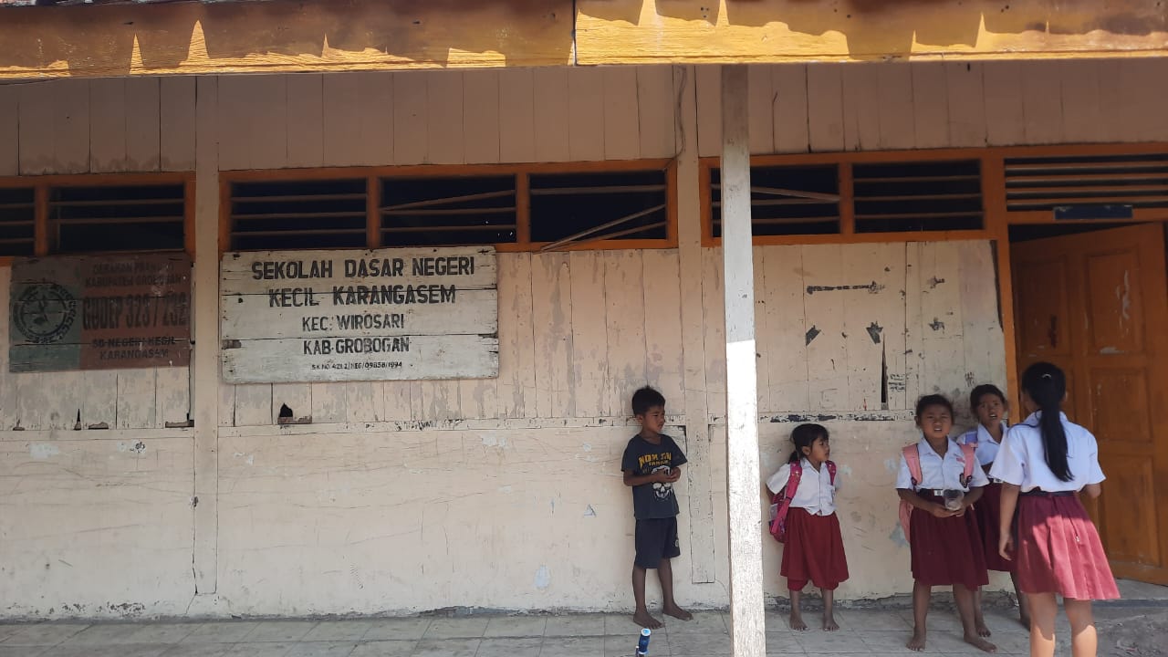 DIPERBAIKI: Kondisi bangunan SDN Kecil Karangasem di Dusun Sidorejo Desa Karangasem Kecamatan Wirosari yang akan diperbaiki.