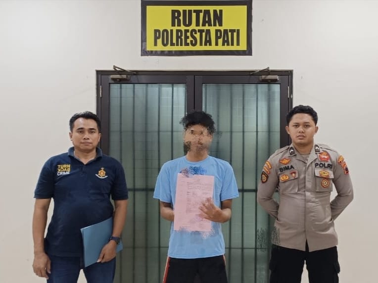 DITANGKAP: Salah satu pelaku tawuran antar geng digelandang di rumah tahanan Polresta Pati belum lama ini.