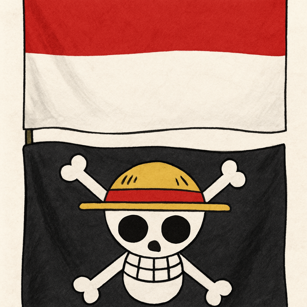 Bendera Indonesia diatas bendera one piece