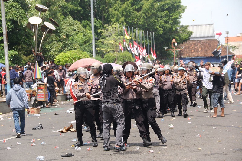 Suasana demo di Pati pada tanggal 13 Agustus 2025