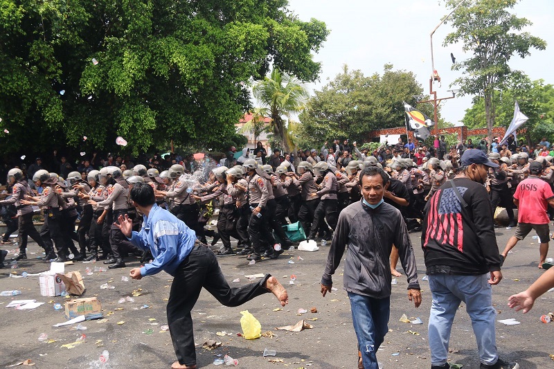 Suasana demo di Pati pada tanggal 13 Agustus 2025