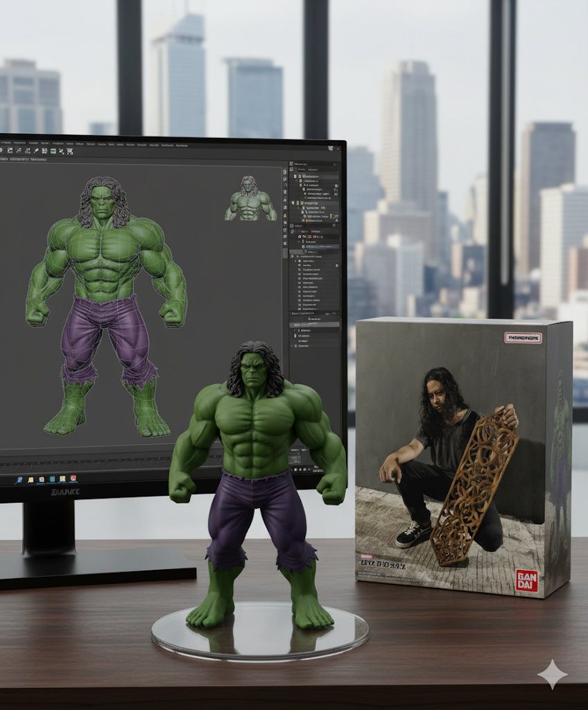 Ilustrasi Miniatur AI Ala Superhero Pakai Google Gemini