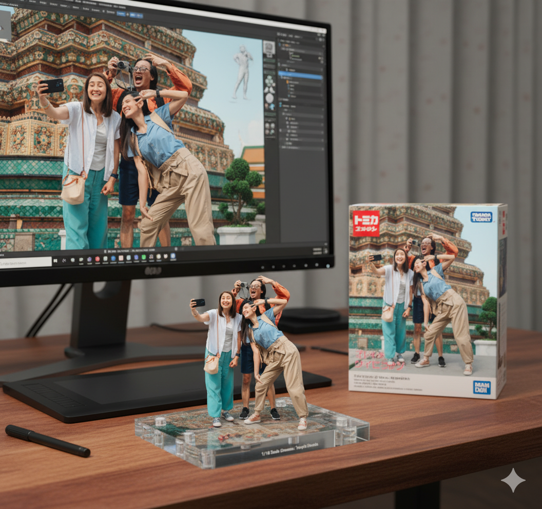 Ilustrasi Tren Miniatur AI bertema sahabat menggunakan google gemini