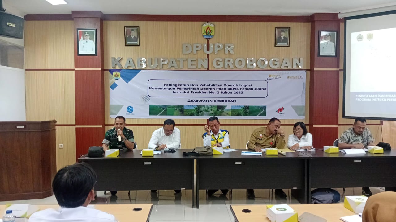 SOSIALISASI: Sosialiasi Peningkatan dan Rehabilitasi Daerah Irigasi yang berlangsung di Dinas Pupr Grobogan.