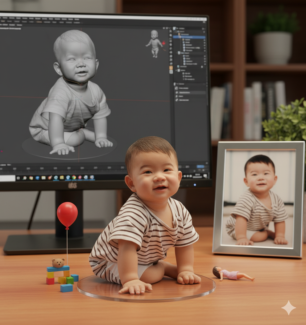 Ilustrasi Tren Miniatur AI bertema Bayi menggunakan google gemini