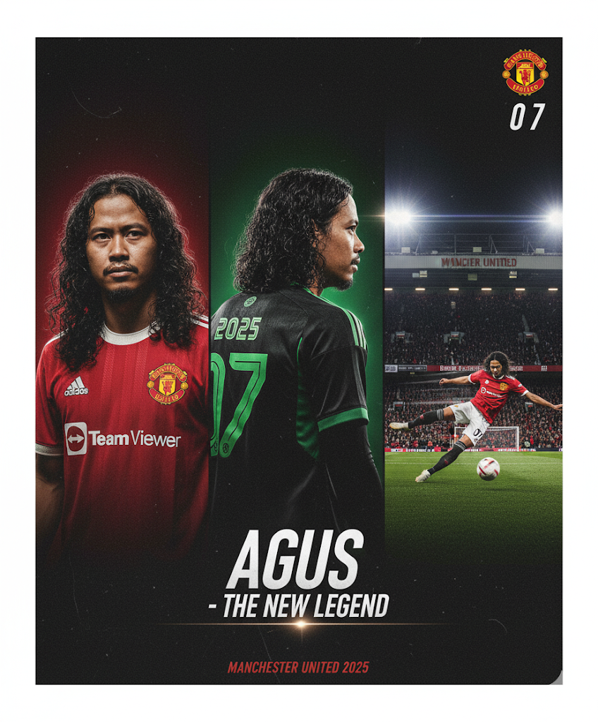 Poster Pemain Manchester United di Old Trafford Pakai Gemini AI