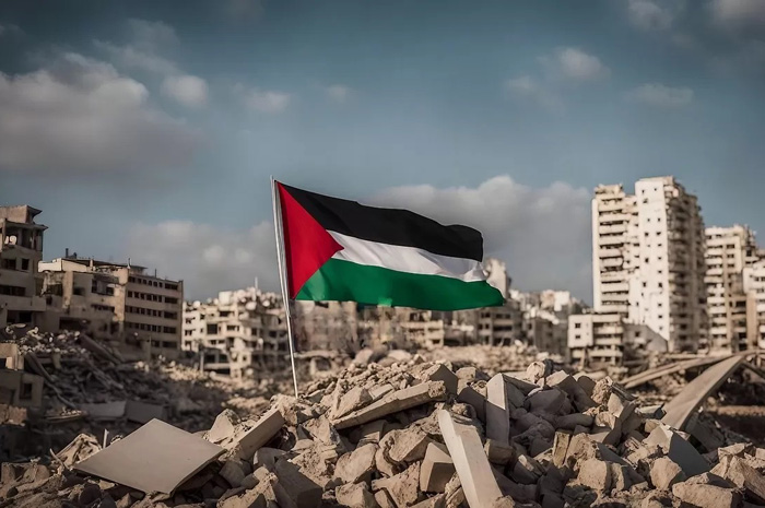 Ilustrasi bendera Palestina.