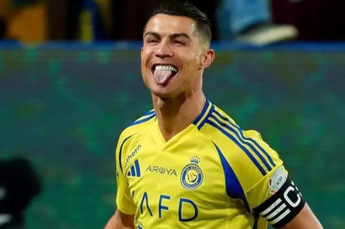 Selebrasi Cristiano Ronaldo saat berhasil mencetak gol ke gawang lawan.