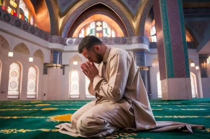 Ilustrasi orang sedang berdoa dengan khusyuk