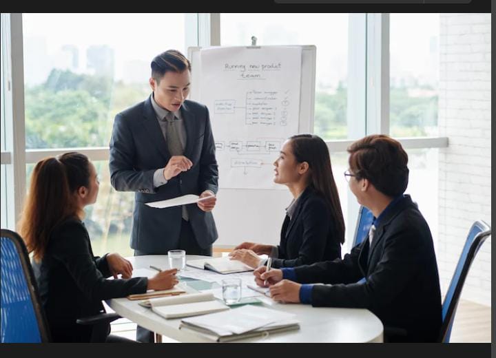 Ilustrasi pembisnis sedang meeting