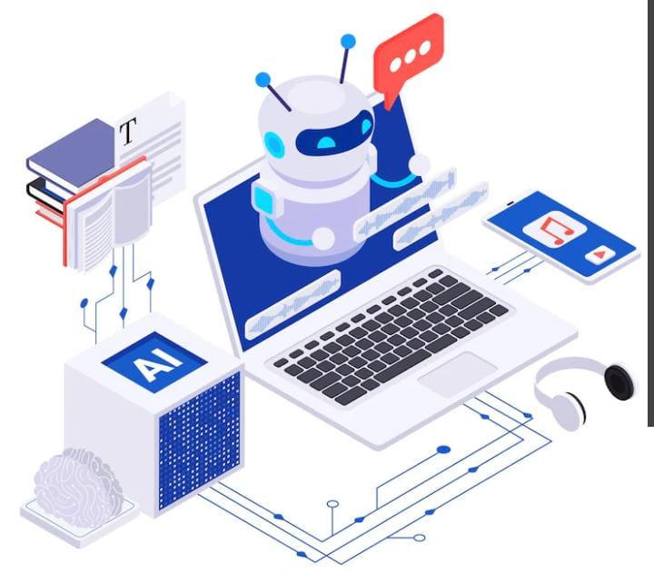 Ilustrasi robot ai bekerja