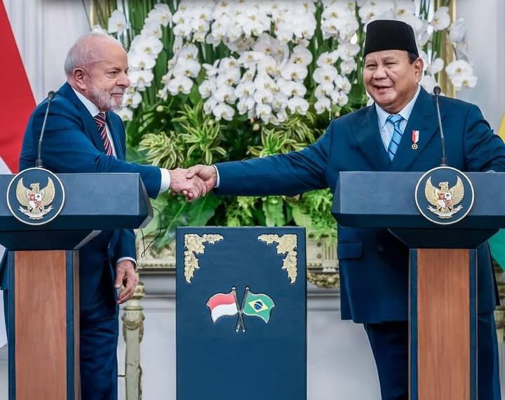 Potret kebersamaan presiden Prabowo bersama presiden Brasil Luiz In&aacute;cio Lula da Silva