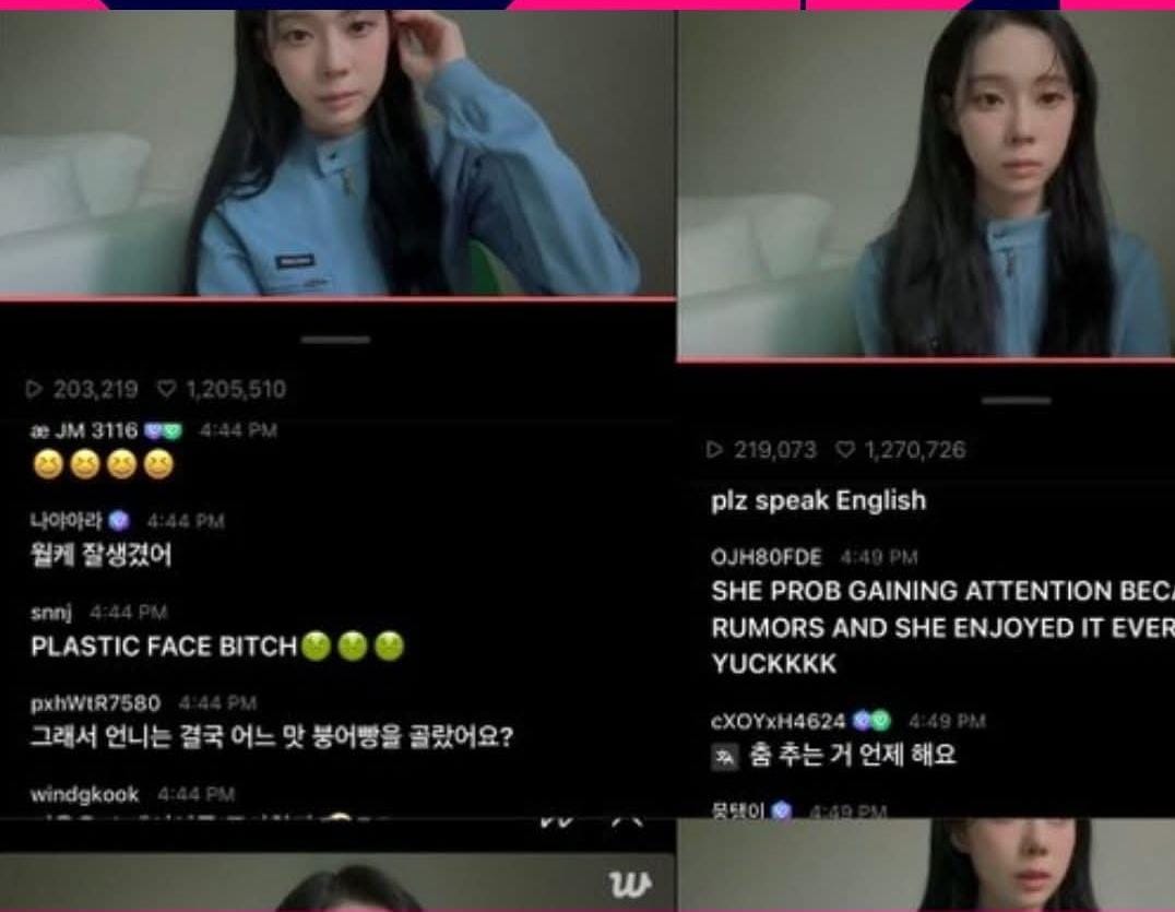 Potret Winter Aespa yang sedang melakukan siaran langsung di Weverse