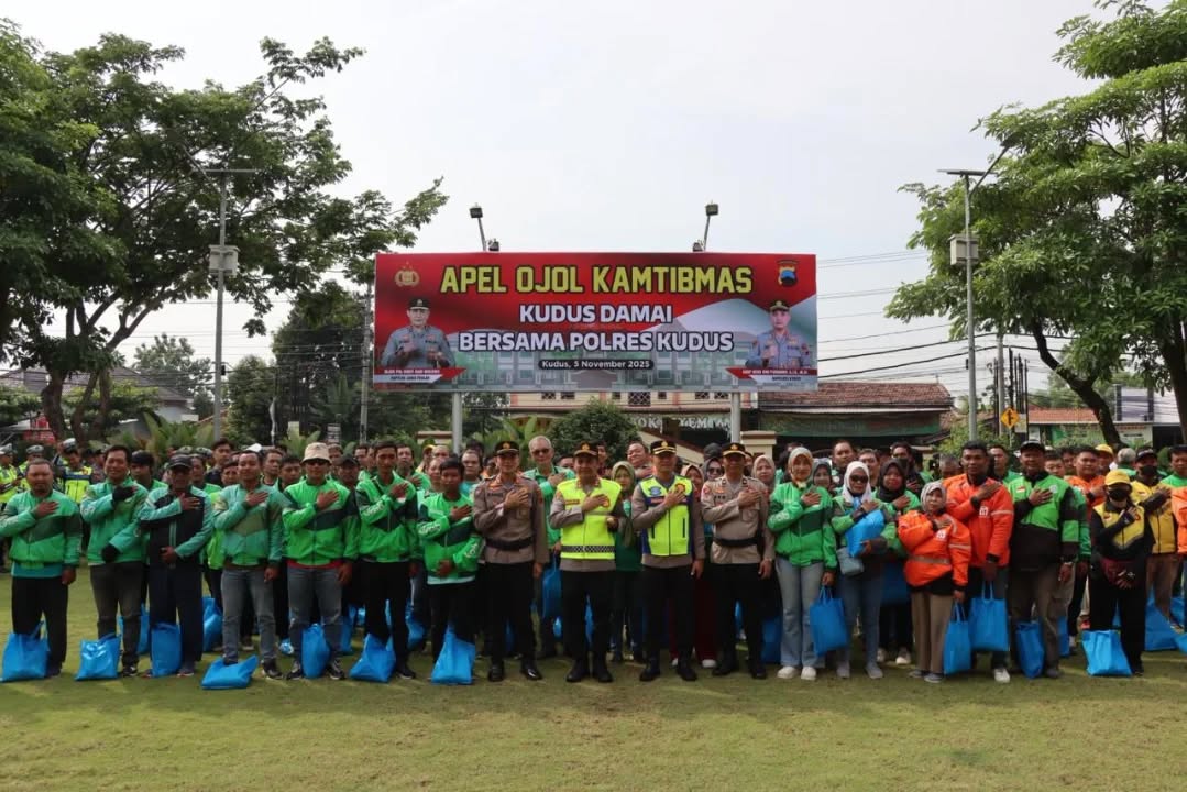 Polres Kudus Gelar Apel Ojol Kamtibmas 2025, Perkuat Sinergi dengan Komunitas Ojek Online
