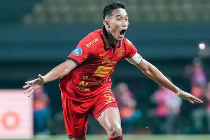 Rizky Ridho saat merayakan golnya ke gawang Arema FC.