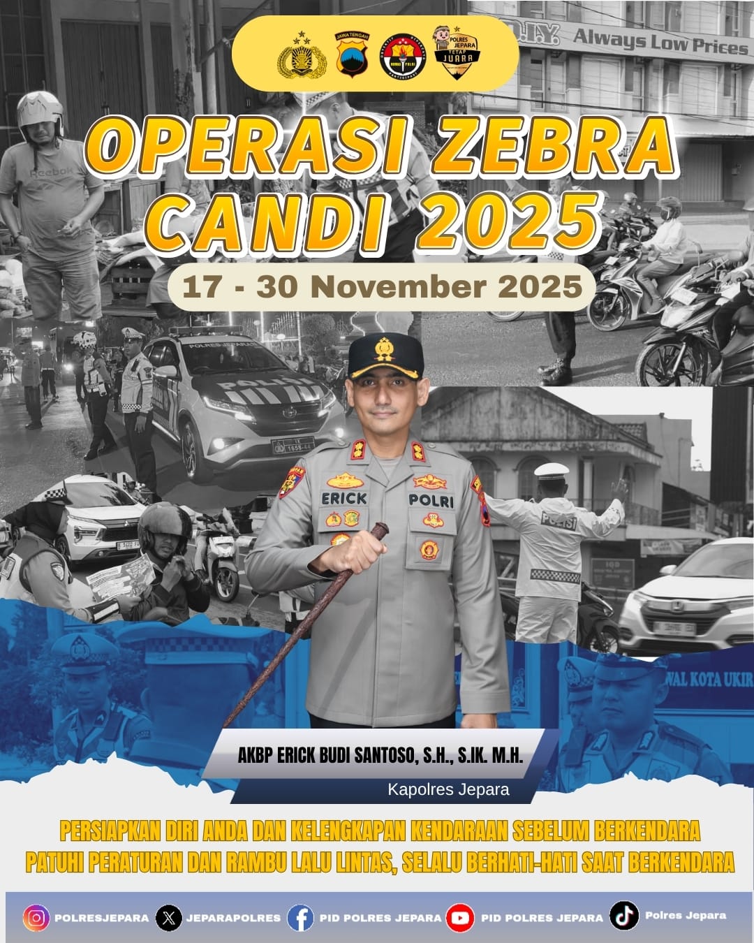 Polres Jepara Gelar Operasi Zebra Candi 2025 Mulai 17-30 November