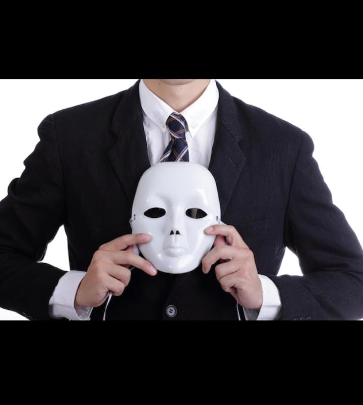 Ilustrasi seseorang melepas topeng