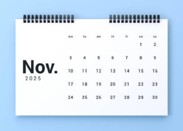 Ilustrasi kalender bulan november 2025