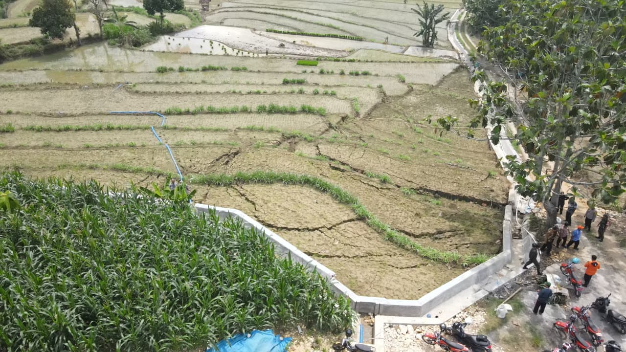 TANAH GERAK: Lokasi tanah gerak di Desa Sedayu Kecamatan Grobogan.