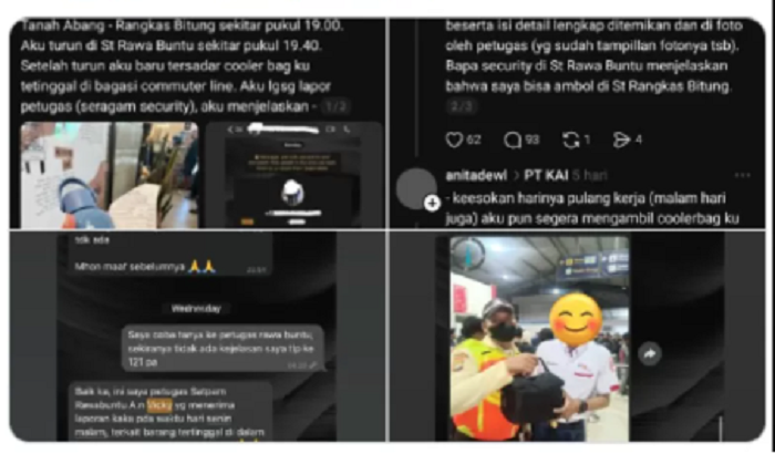 Viral Curhatan Anita, Tumbler Tuku Hilang di KRL, Petugas KAI Dipecat Imbas Unggahan Penumpang. Kronologi Lengkap di sini. (@vinsney-X/Twitter)