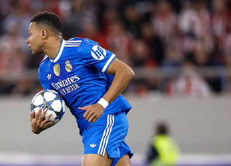 Mbapp&eacute; mencetak empat gol dan menyelamatkan Real Madrid dari kekalahan dari Olympiakos