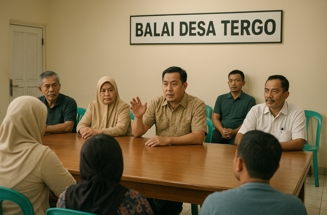 Ilustrasi audiensi warga di Balai Desa Tergo. (ANDIKA TRISNA SAPUTRA/AI/RADAR KUDUS)