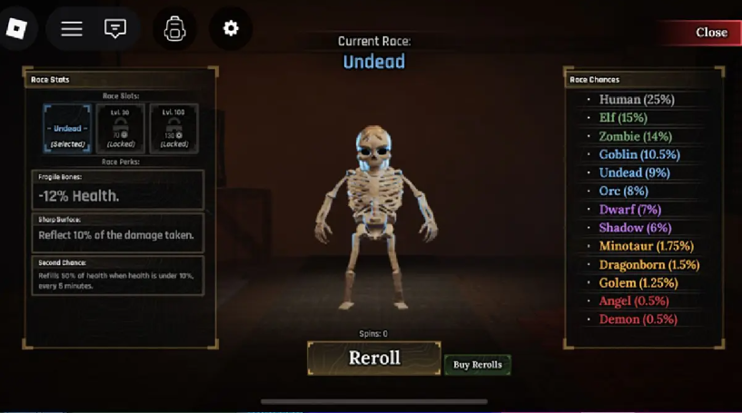 Undead, salah satu ras langka dalam undian acak ras