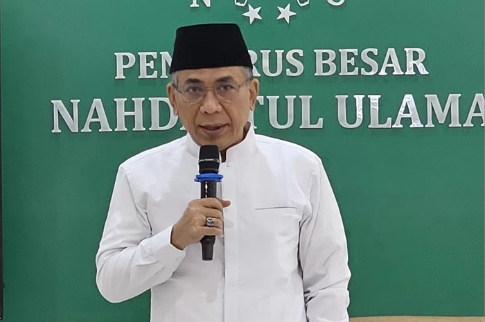 Ketua Umum Pengurus Besar Nahdlatul Ulama (PBNU) KH Yahya Cholil Staquf alias Gus Yahya di kantor PBNU, Jakarta, Selasa (9/12).