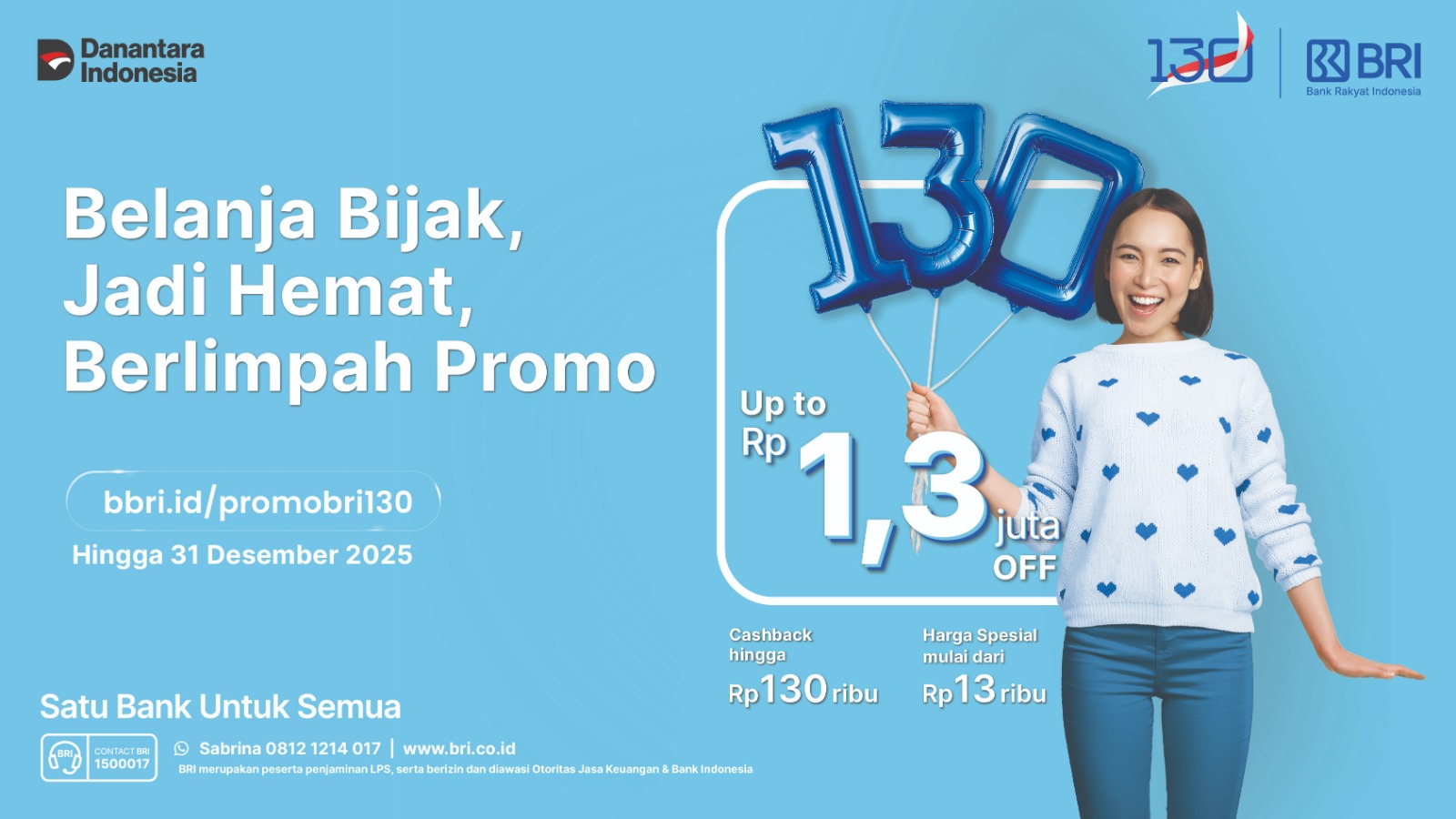 HUT ke-130 BRI, Belanja bijak jadi hemat. berlimpah promo