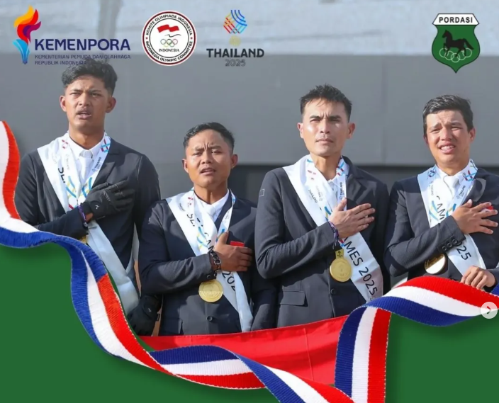 Medali emas didapatkan tim equestrian Indonesia di SEA Games 2025