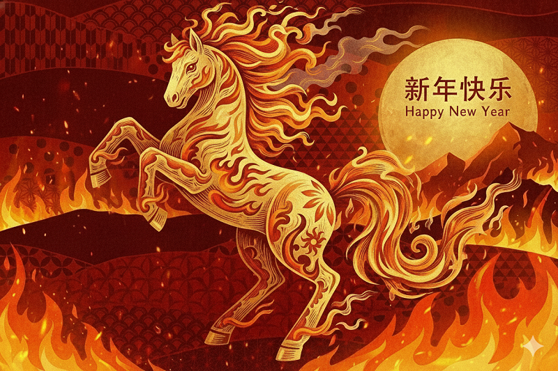 Ilustrasi shio tahun kuda api 2026