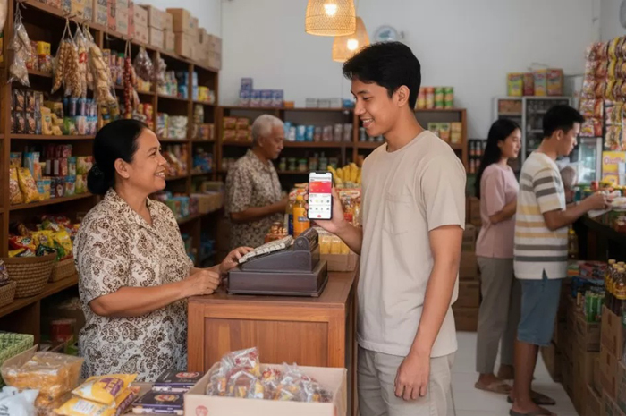 Ilustrasi belanja memanfaatkan transaksi digital.