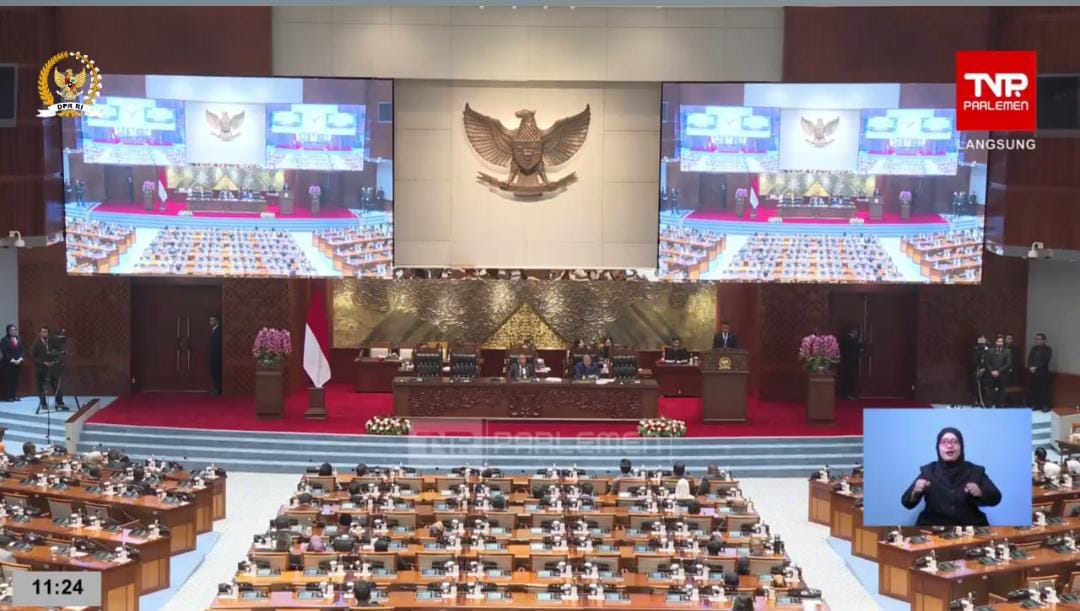 DPR RI mengadakan rapat paripurna ke 12. (Foto: tangkapan layar live DPR RI)