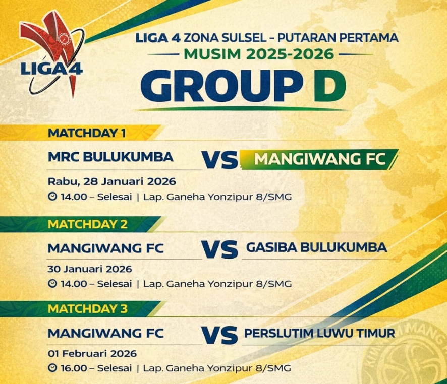 Jadwal liga 4 zona sulsel grup D