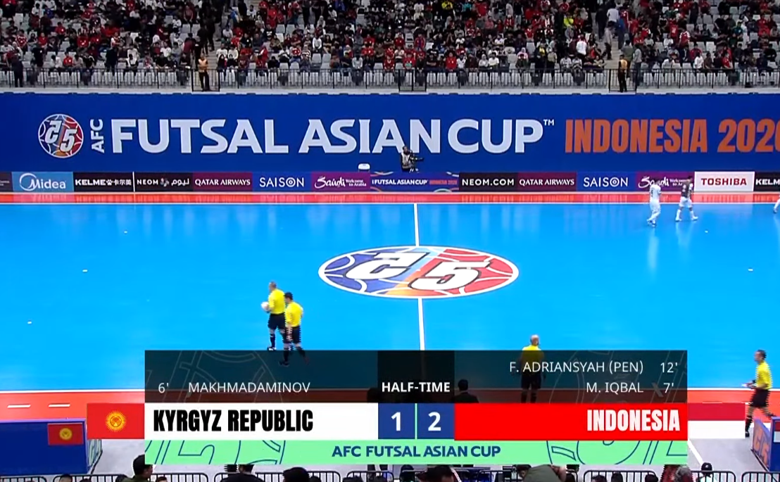 Update Skor Babak pertama Indonesia vs Kyrgistan pada Futsal Asian Cup 2026