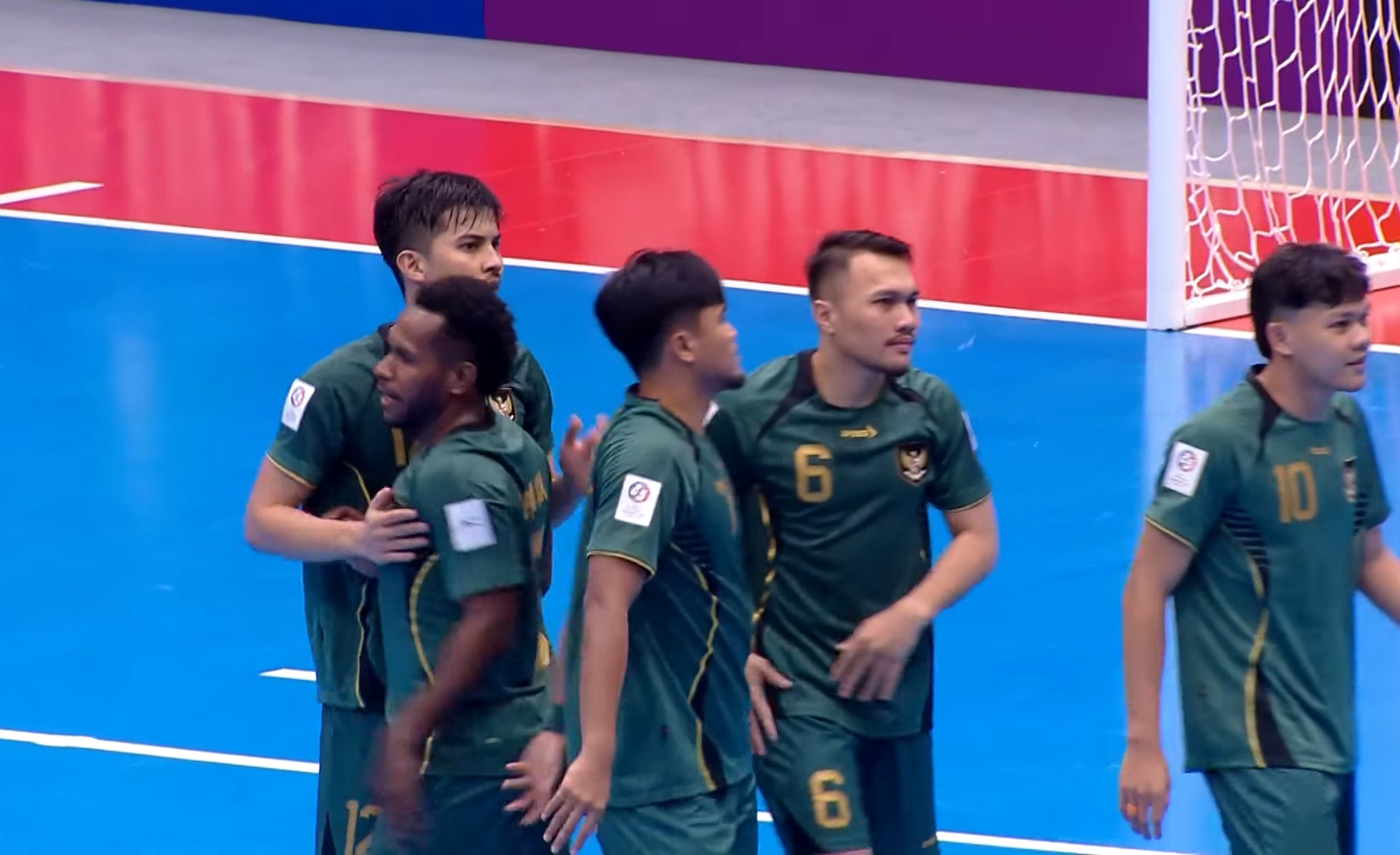 Pemain  timnas Futsal Indonesia setelah berhasil mengalahkan Vietnam dan melaju ke Semifinal AFC futsal Asian cup 2026