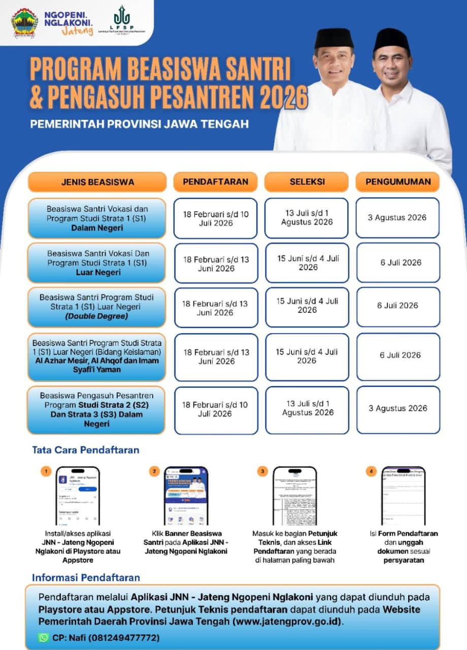 Program Beasiswa Santri dan Pengasuh Pesantren 2026
